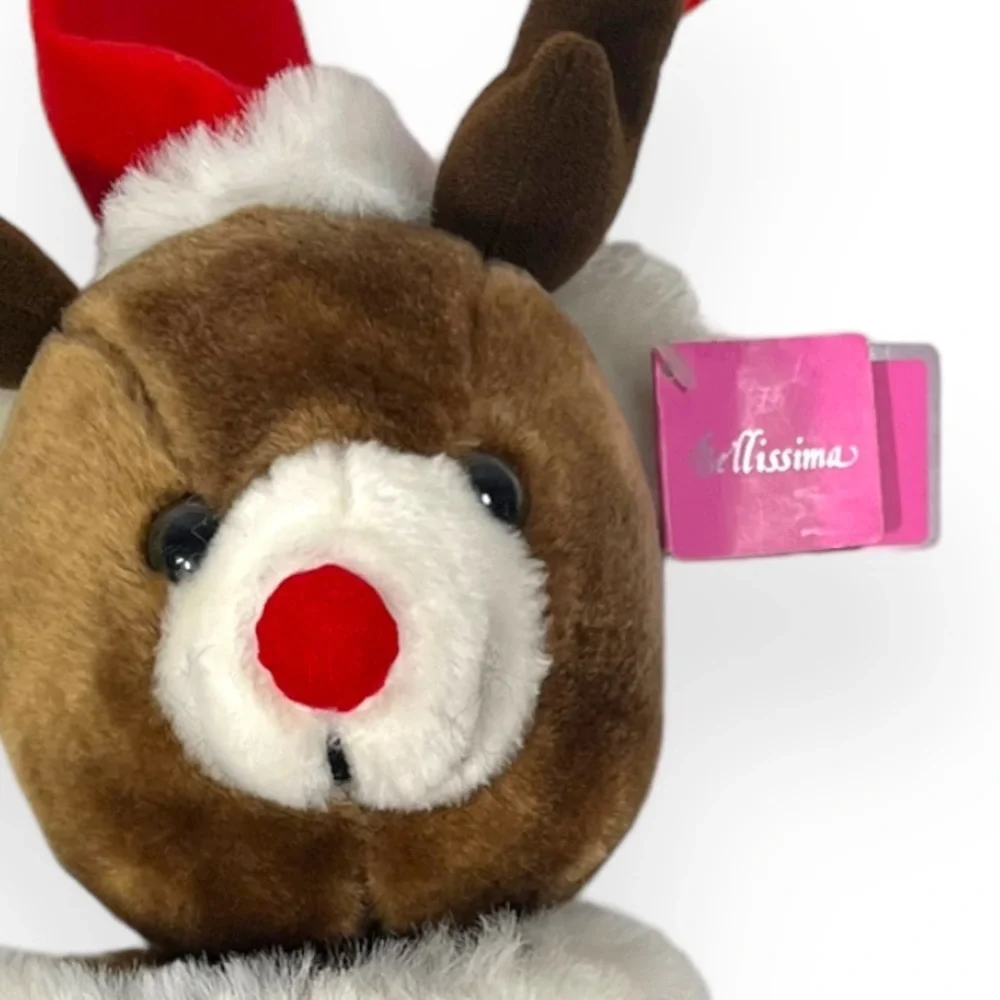 Vintage Bellissima Reindeer Stocking 18” Jingle Bell Christmas Decoration‎